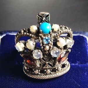 IMPERIAL CROWN MULTISTONES STERLING SILVER RING